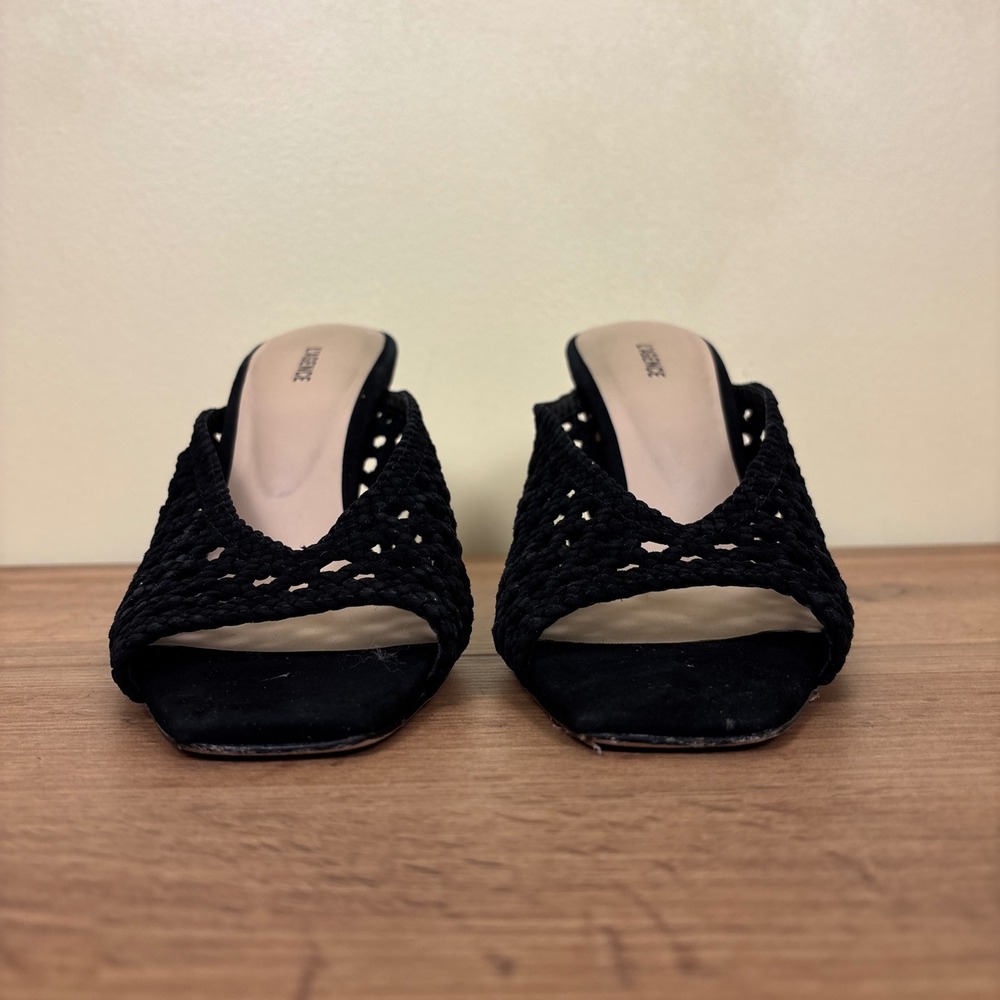 L'AGENCE‎ Jacques Sandal Heels Black Women Size 10 Woven Knit Mule Casual Formal - Picture 4 of 13